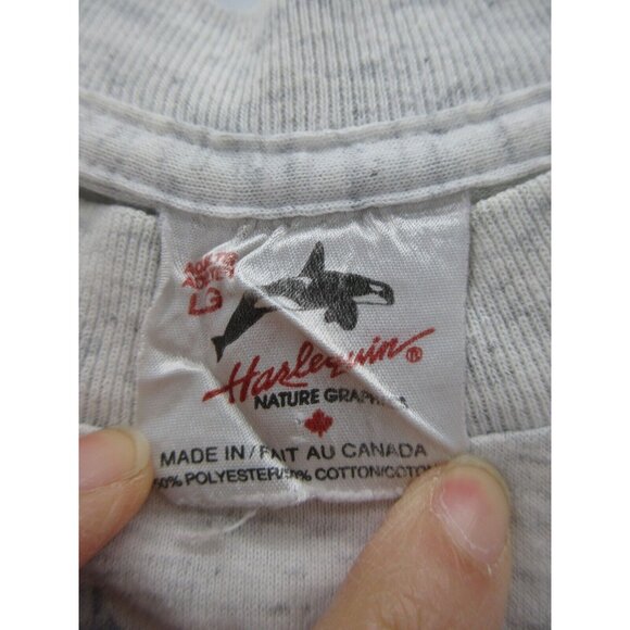 VINTAGE Harlequin Nature Graphics Shirt Large Wolf 90s Single Stitch * - Picture 9 of 10